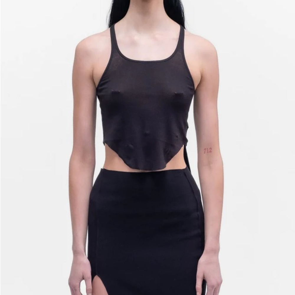Rick Owens DRKSHDW Black Cropped Tank XS